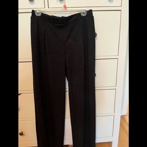 Black glitter dress pants with wide leg